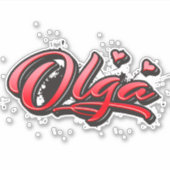 Olga red Heart Graffiti Aufkleber Sticker (Voorkant)