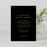 Olga Zwart en Goud Moderne bruiloft Folie Uitnodiging<br><div class="desc">Moderne huwelijksuitnodigingen met een schoon en eenvoudig ontwerp met gedurfde lettertypen.</div>