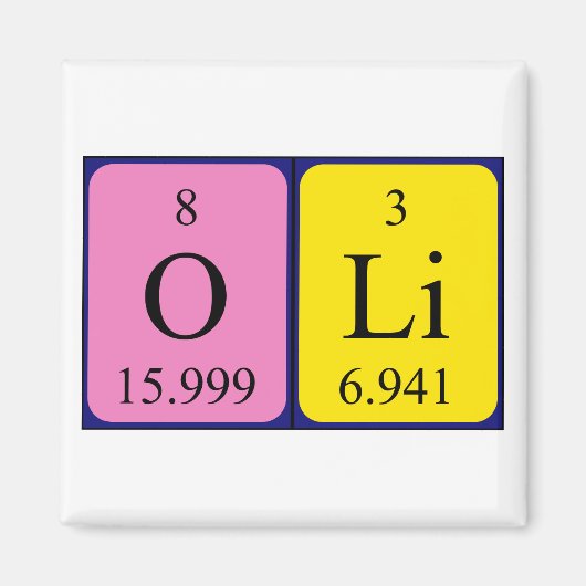 Oli periodieke table name magnet (Voorkant)