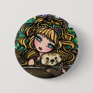 "Oliana's Otter" Fantasy Mermaid Zee Otter Fairy Ronde Button 5,7 Cm