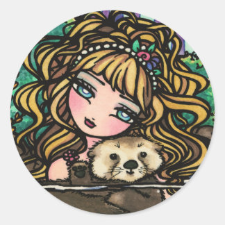 "Oliana's Otter" Fantasy Mermaid Zee Otter Fairy Ronde Sticker