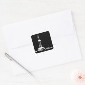 Olie Boren Rig Wit op Zwart Vierkante Sticker (Envelop)