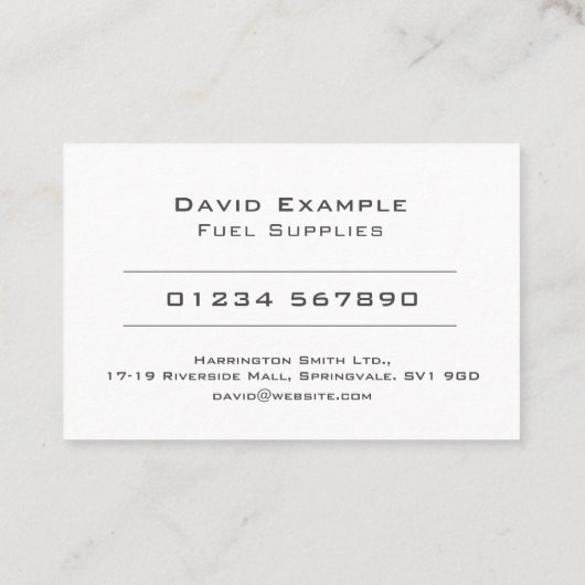 Olie- en brandstofvoorraden met foto van houder visitekaartje (Achterkant)