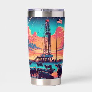 Olie- en gasindustrie Rig Rundvee Amerikaanse vlag Geïsoleerde Drinkbeker