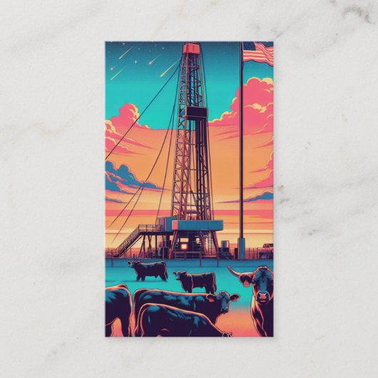Olie- en gasindustrie Rig Rundvee Amerikaanse vlag Visitekaartje (Voorkant)