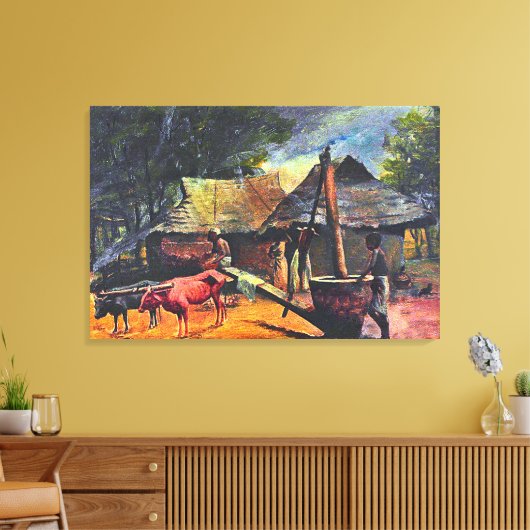 Olie Extractor: Raja Ravi Varma schilderij Canvas Afdruk (Insitu (Woonkamer))