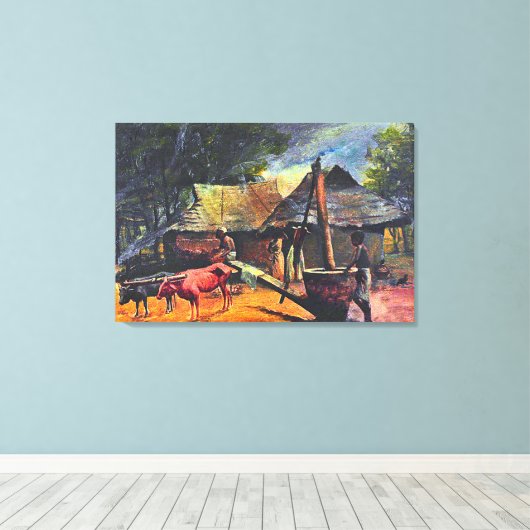 Olie Extractor: Raja Ravi Varma schilderij Canvas Afdruk (Insitu (Houten vloer))