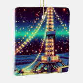 Olie Gas Boorinstallatie met Kerstmislichten Keramisch Ornament (Rechts)