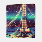 Olie Gas Boorinstallatie met Kerstmislichten Keramisch Ornament (Links)