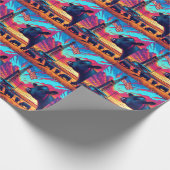 Olie Gas Rig Bij Zonsondergang Rundvee en Amerikaa Cadeaupapier (Hoek)