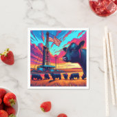 Olie Gas Rig Bij Zonsondergang Rundvee en Amerikaa Servet (Insitu)