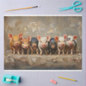 Olie geschilderd 7 Varkens Beste Vrienden Decoupag Tissuepapier (Craft)
