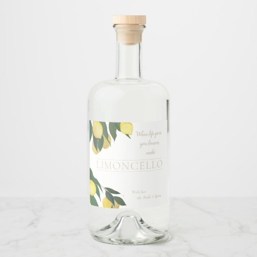 Olie geschilderde citroenlikeur fles likeurfles etiket (Voorkant)