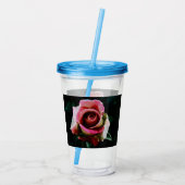 Olie geschilderde rode roos acryl drinkbeker (Achterkant)