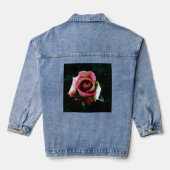 Olie geschilderde rode roos denim jacket (Achterkant)