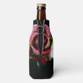 Olie geschilderde rode roos flesjeskoeler (Fles Achterkant)