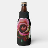 Olie geschilderde rode roos flesjeskoeler (Fles Voorkant)