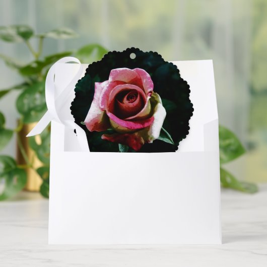 Olie geschilderde rode roos ornament kaart (Envelop)