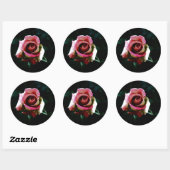 Olie geschilderde rode roos ronde sticker (Vel)