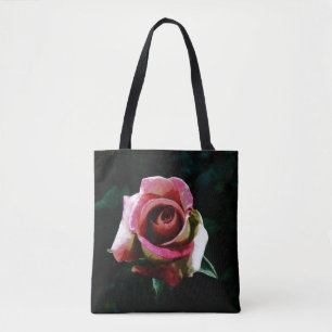 Olie geschilderde rode roos tote bag