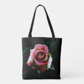 Olie geschilderde rode roos tote bag (Achterkant)