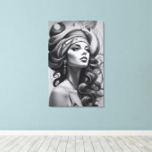 olie illustratie van vrouw canvas afdruk (Insitu (Houten vloer))