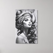 olie illustratie van vrouw canvas afdruk (Voorkant)