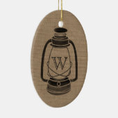 Olie met bulap geïnspireerde lantiermonogram keramisch ornament (Rechts)