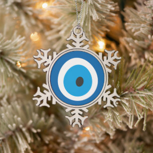 Olie Oogblauw Turks boze oog Charm Nazar Tin Sneeuwvlok Ornament