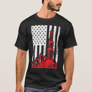 Olie Rig Flag Patriotic Oilfield Worker op 4 juli T-shirt