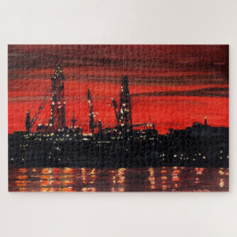 Olie Rigs bij Nacht 1014pc Puzzel