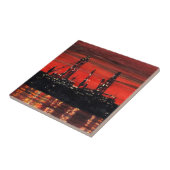 Olie Rigs bij nacht Tegeltje (Zijkant)