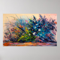 Olie schilderbloemen, korenbloem, madeliefje in ve