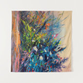 Olie schilderbloemen, korenbloem, madeliefje in ve wandkleed (Voorkant (horizontaal))