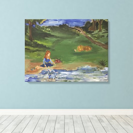 Olie schilderen Origineel in drukdag in Park Sar Canvas Afdruk (Insitu (Houten vloer))