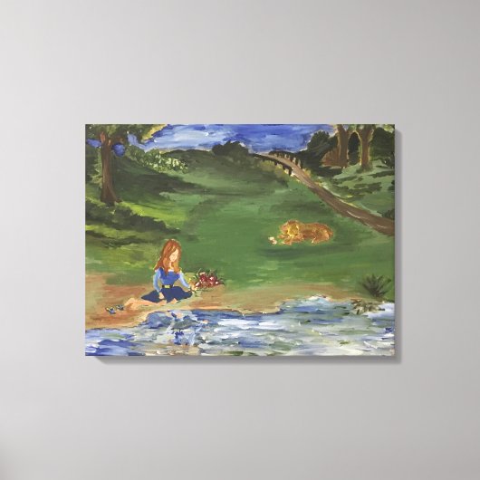 Olie schilderen Origineel in drukdag in Park Sar Canvas Afdruk (Voorkant)