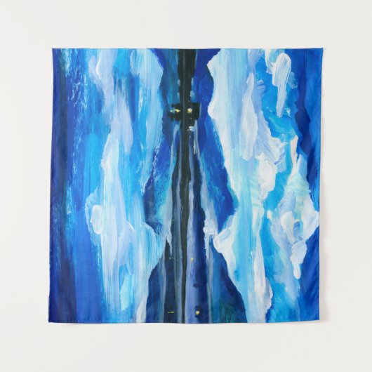 Olie Schilderen van de schemering van het bergmeer Wandkleed (Voorkant (horizontaal))