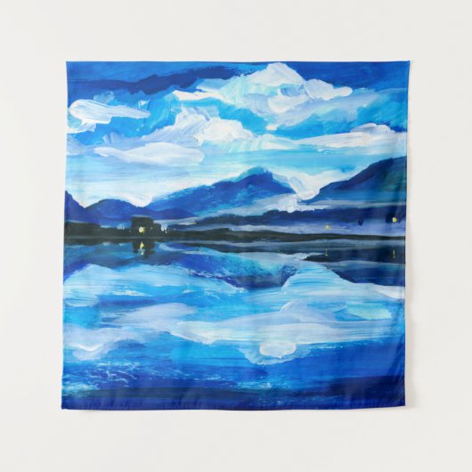Olie Schilderen van de schemering van het bergmeer Wandkleed (Voorkant)