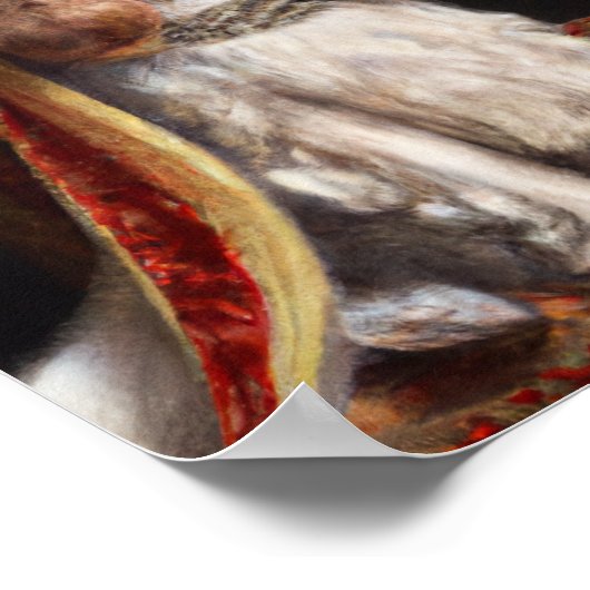 Olie Schilderen van een hond met een kroon en een Poster (Hoek)