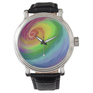 Olie schilderende regenboogvormig patroon horloge