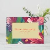 Olie Schilderij Geïnspireerde Deco Groovy Bruiloft Save The Date (Staand voorkant)