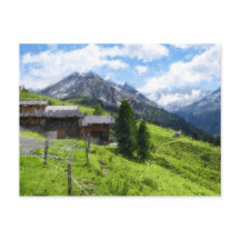 Olie-schilderij illustratie van Oostenrijkse Alpen