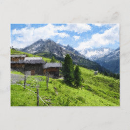Olie-schilderij illustratie van Oostenrijkse Alpen Briefkaart