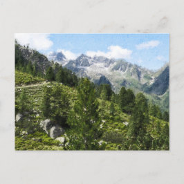 Olie-schilderij illustratie van Oostenrijkse Alpen Briefkaart