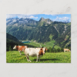 Olie-schilderij illustratie van Oostenrijkse Alpen Briefkaart