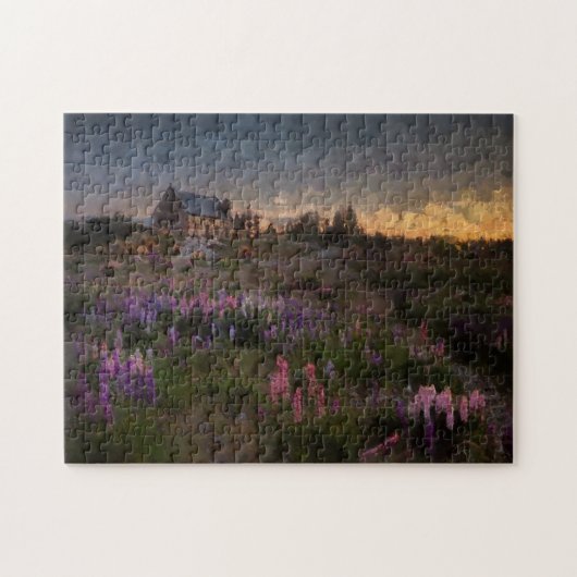Olie Schilderij Landschap Mooie Veld Bloemen Legpuzzel (Horizontaal)