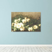 Olie Schilderij met Oude Witte Rozen Canvas Afdruk (Insitu (Houten vloer))