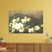 Olie Schilderij met Oude Witte Rozen Canvas Afdruk (Insitu (Woonkamer))