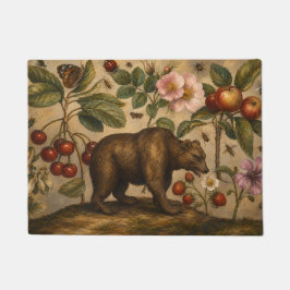 Olie-schilderij met vintage beer en botanische boo deurmat