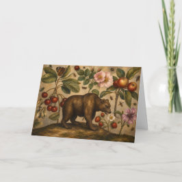 Olie-schilderij met vintage beer en botanische boo kaart